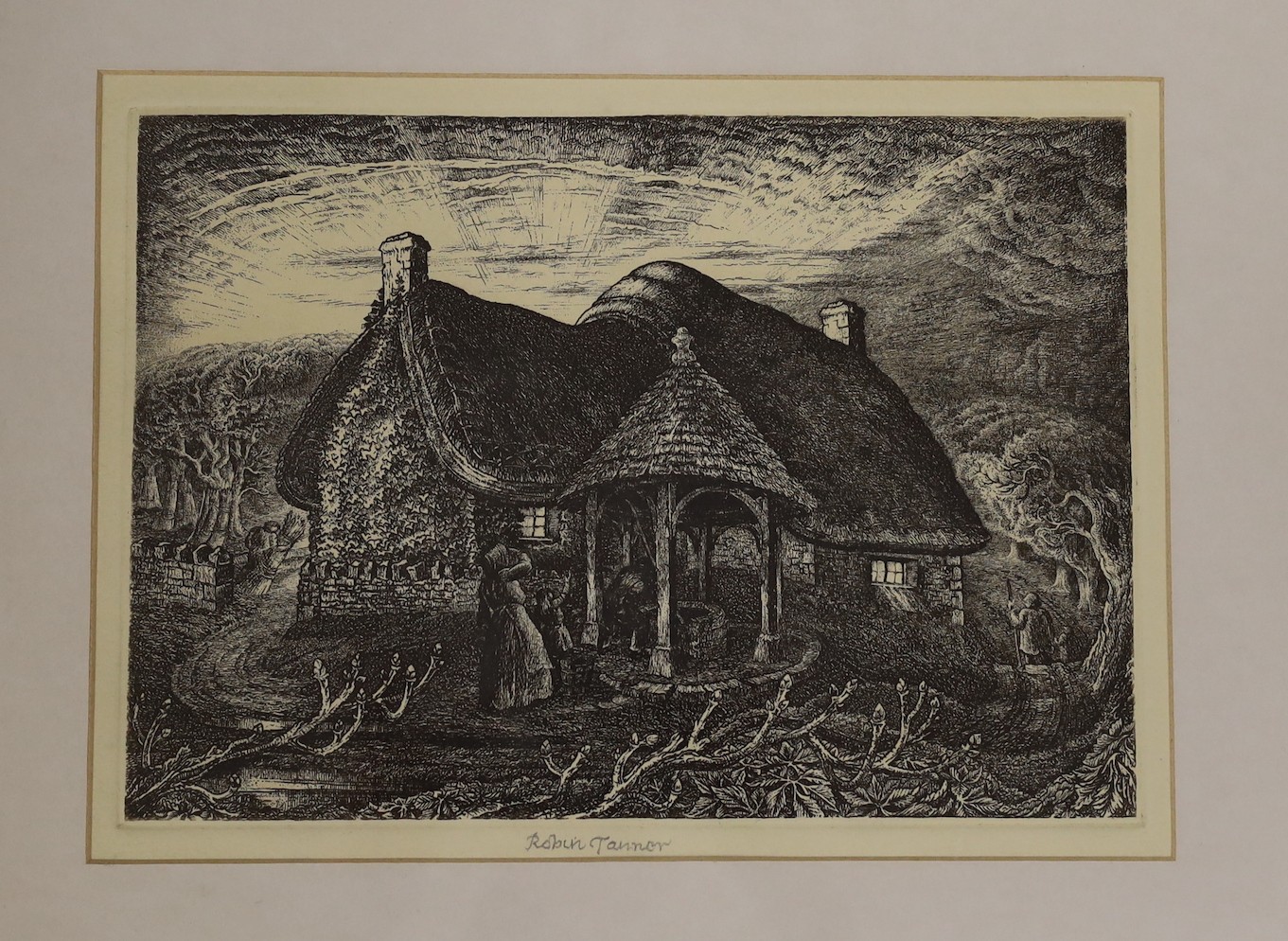 Robin Tanner (1904-1988), two etchings, woodland scene and cottage, 23 x 25cm, both signed in pencil